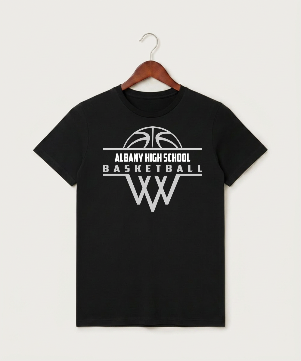 Albany High School Basketball (Boys) - Black T-Shirt - Full Front