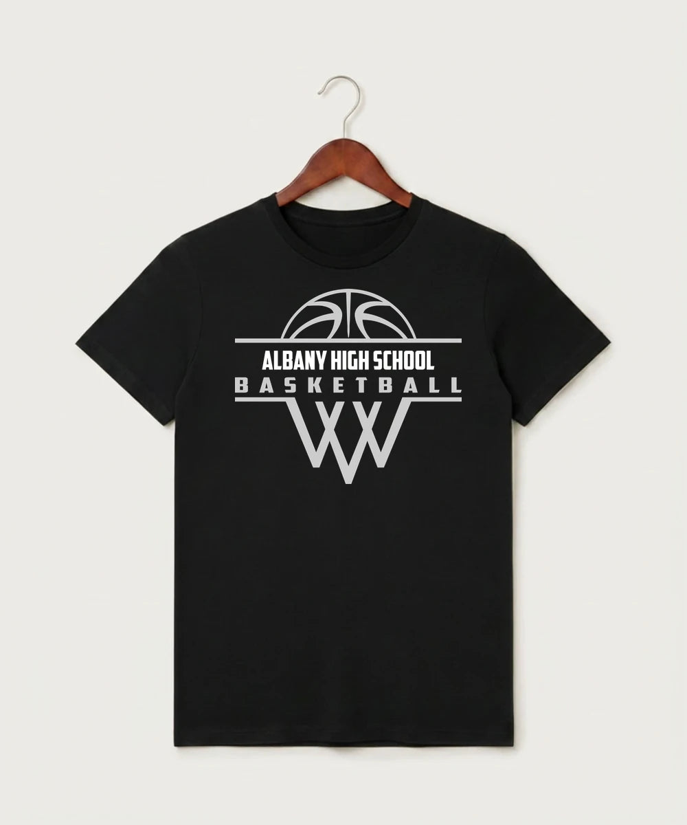 Albany High School Basketball (Boys) - Black T-Shirt - Full Front
