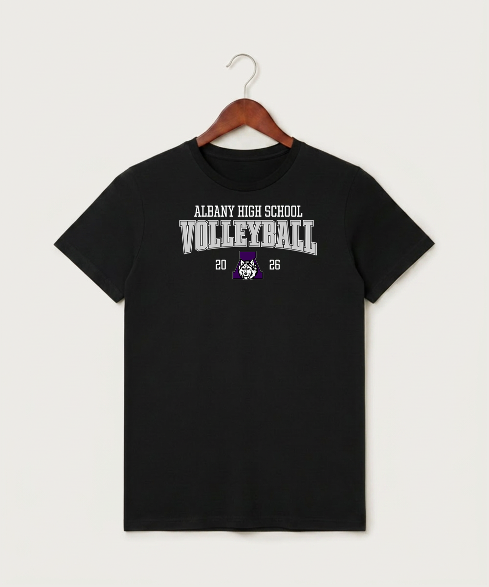 Albany High School Volleyball (Girls) - Black T-Shirt - Full Front
