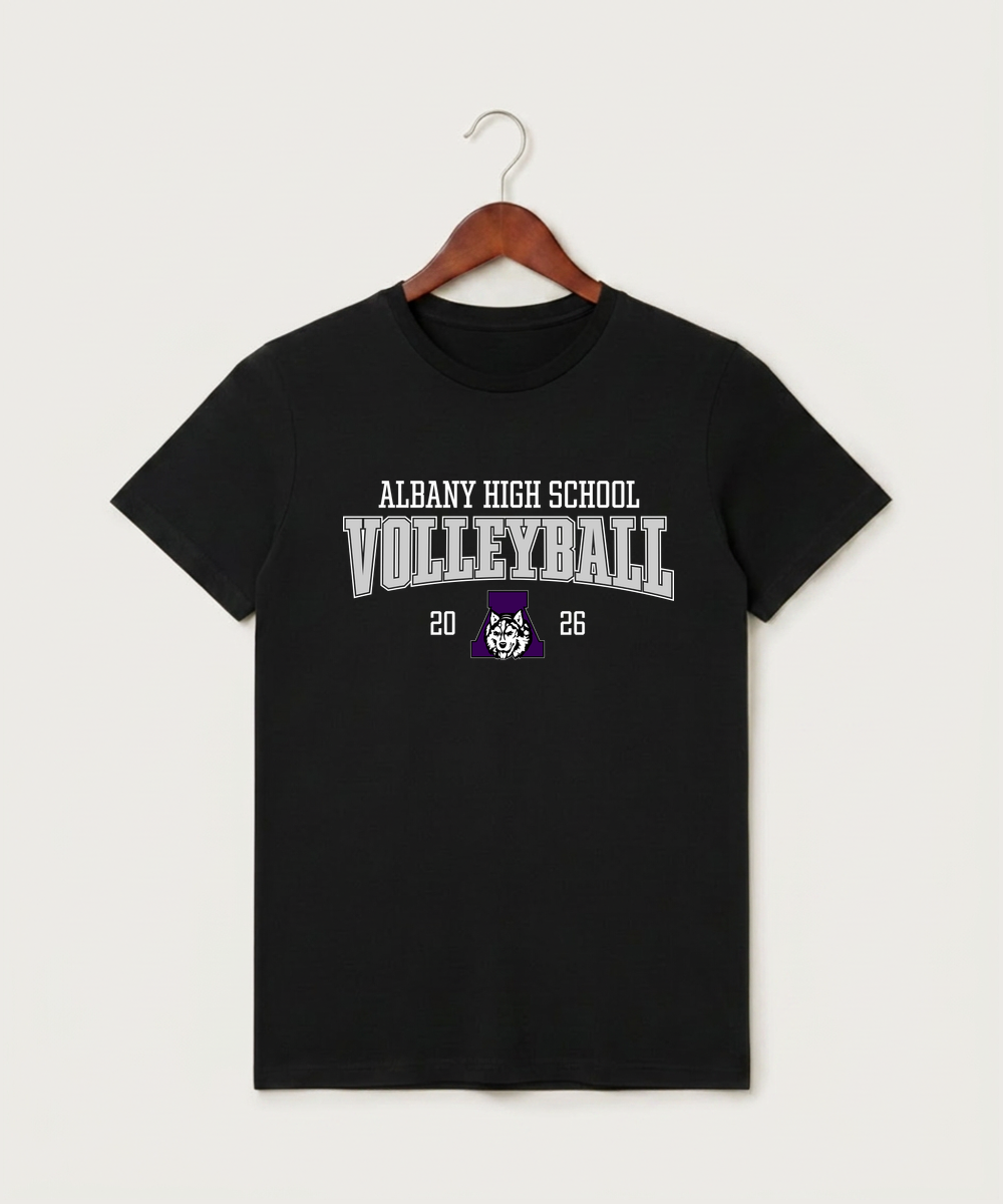 Albany High School Volleyball (Girls) - Black T-Shirt - Full Front