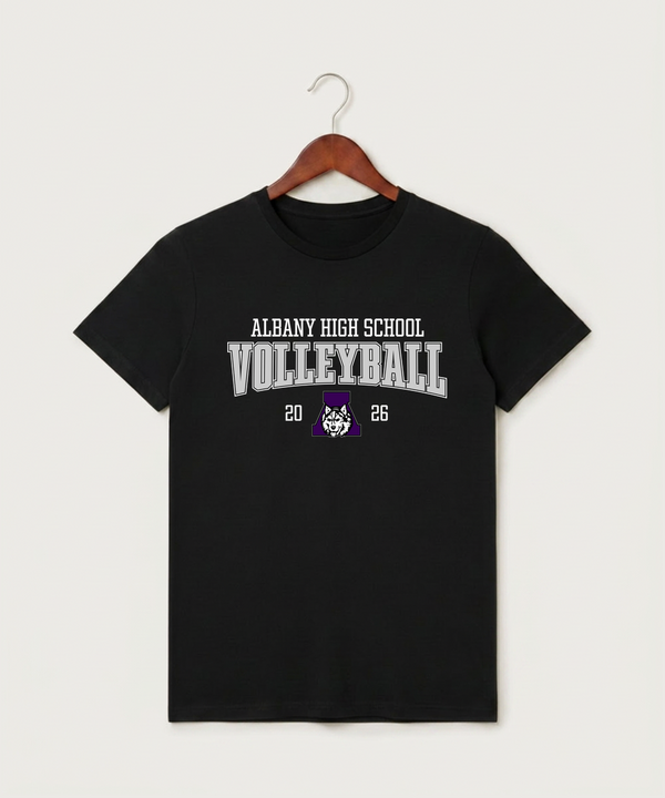 Albany High School Volleyball (Girls) - Black T-Shirt - Full Front