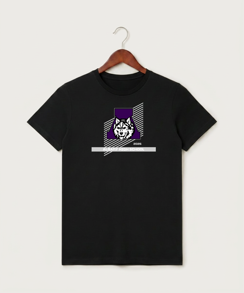 Albany High School Athletics - Black T-Shirt - Full Front