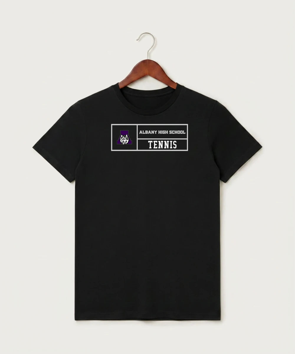 Albany High School Tennis (Boys) - Black T-Shirt - Full Front