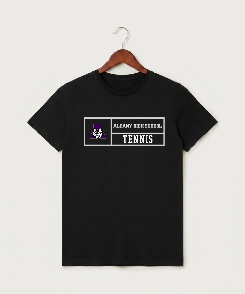 Albany High School Tennis (Boys) - Black T-Shirt - Full Front