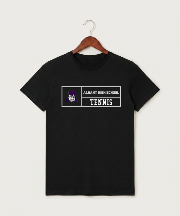 Albany High School Tennis (Boys) - Black T-Shirt - Full Front