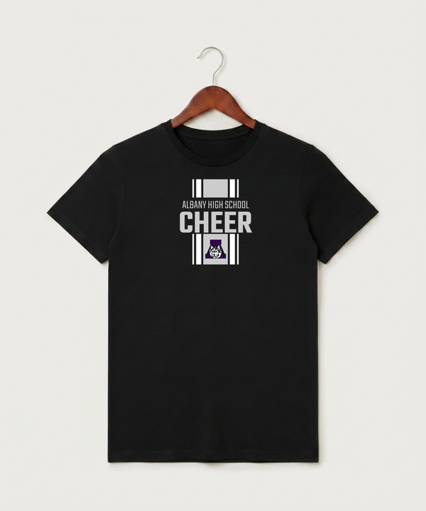Albany High School Cheerleading - Black T-Shirt - Full Front