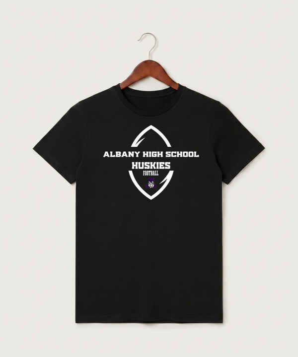 Albany High School Football (Boys) - Black T-Shirt - Full Front