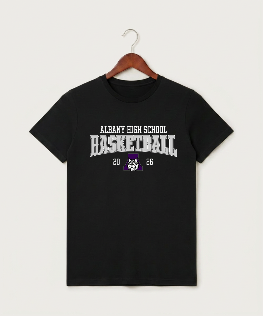 Albany High School Basketball (Boys) - Black T-Shirt - Full Front