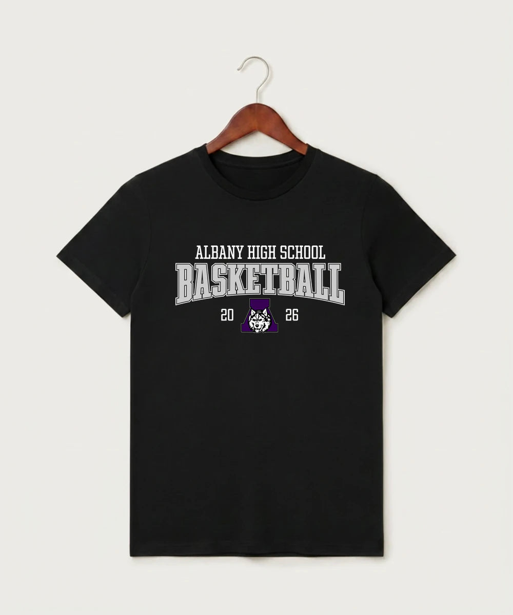 Albany High School Basketball (Boys) - Black T-Shirt - Full Front