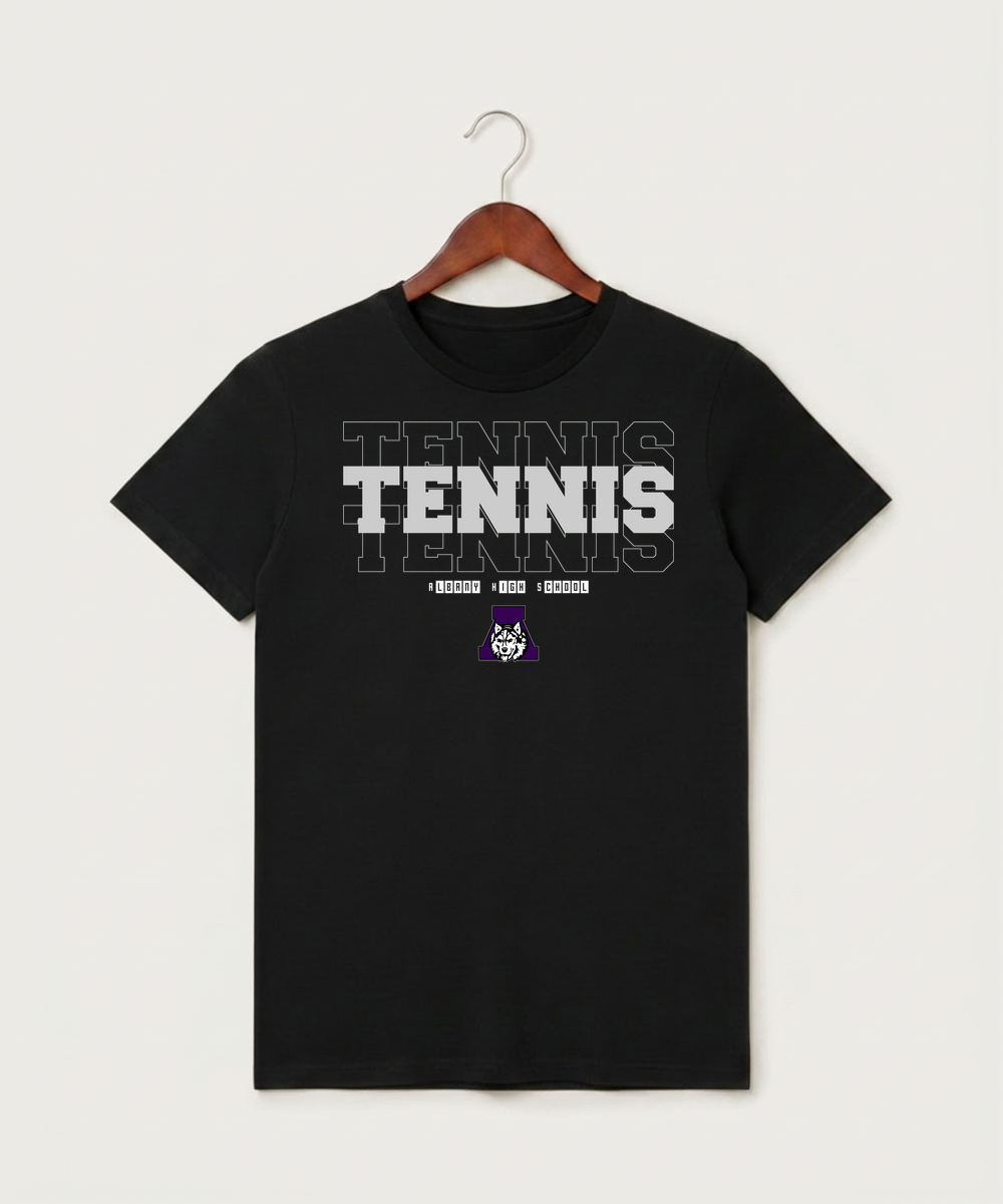 Albany High School Tennis (Boys) - Black T-Shirt - Full Front