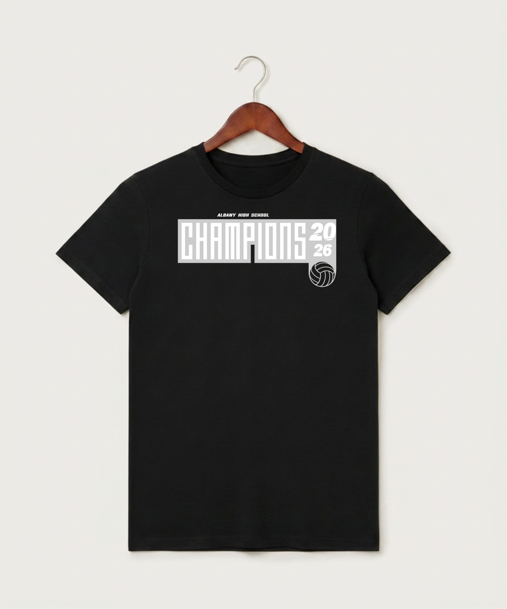 Albany High School Volleyball (Girls) - Black T-Shirt - Full Front
