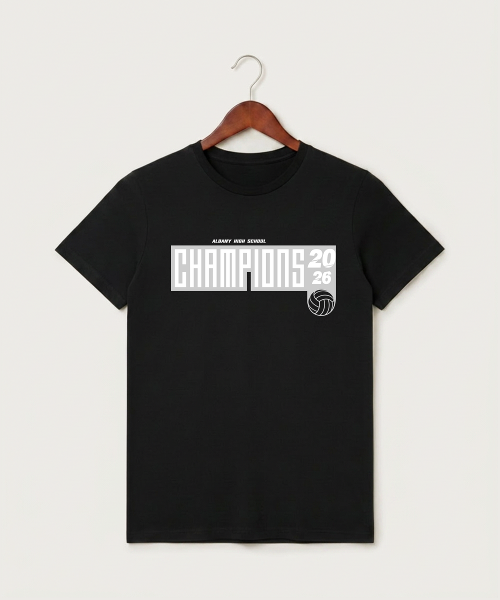 Albany High School Volleyball (Girls) - Black T-Shirt - Full Front