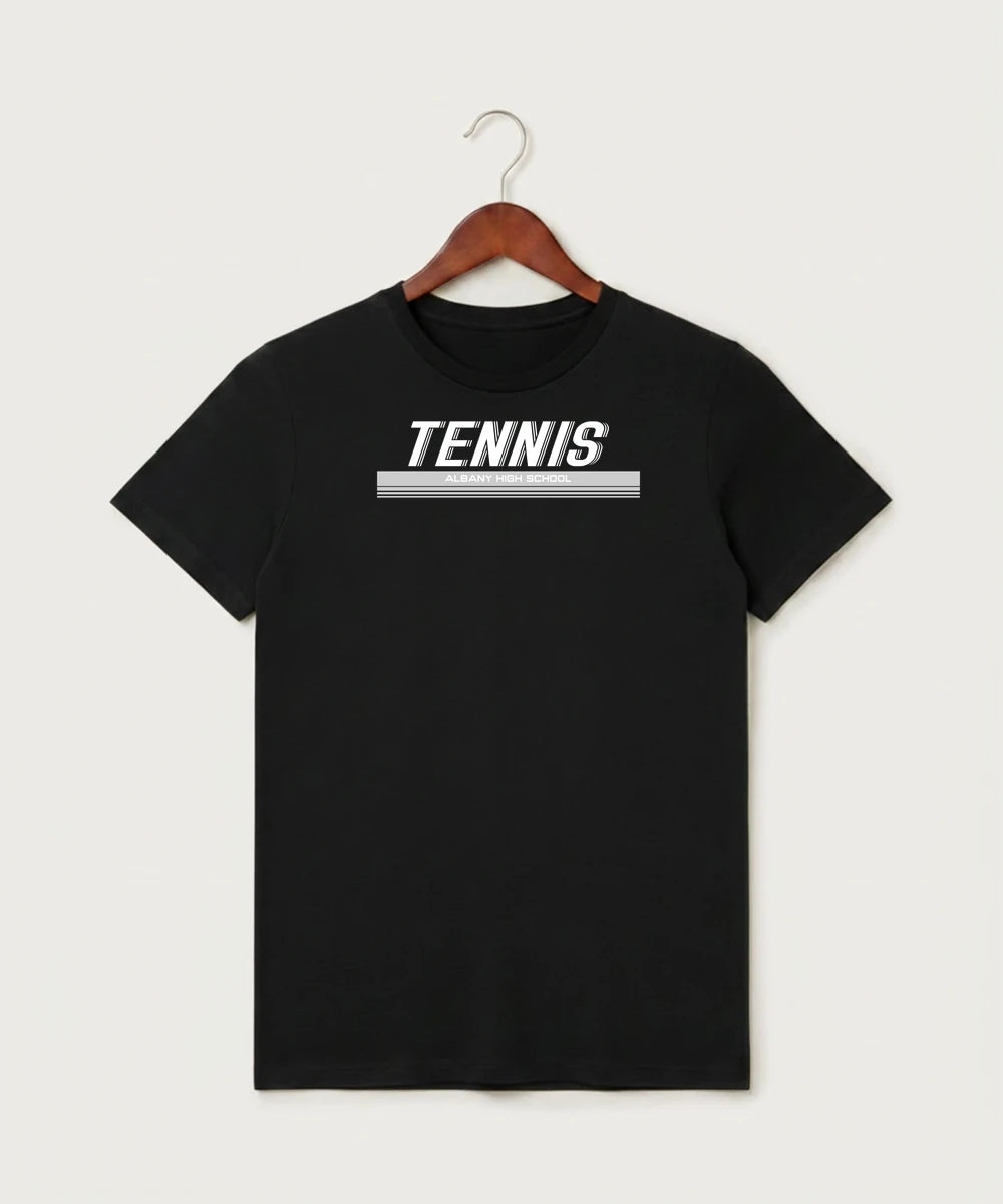 Albany High School Tennis (Boys) - Black T-Shirt - Full Front