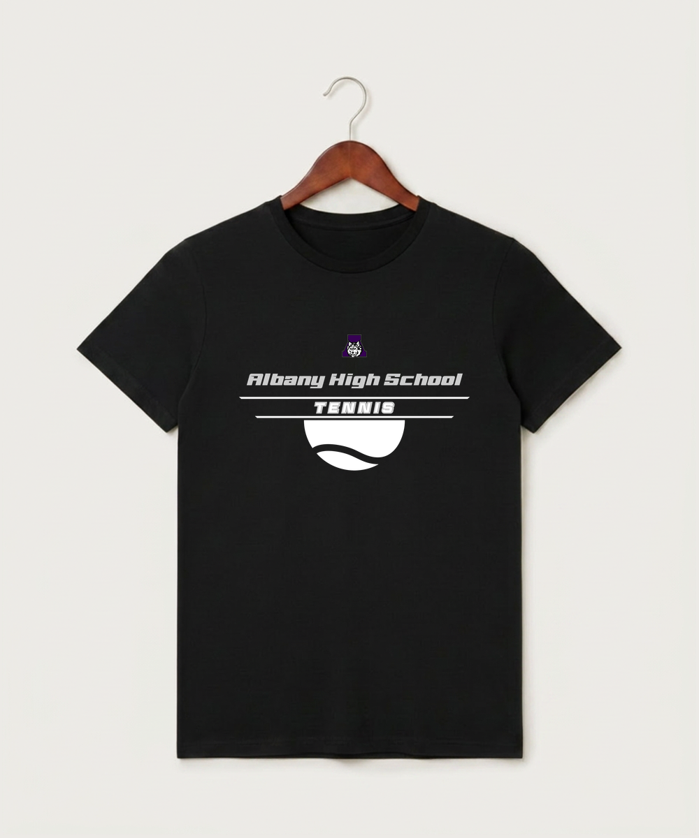 Albany High School Tennis (Boys) - Black T-Shirt - Full Front