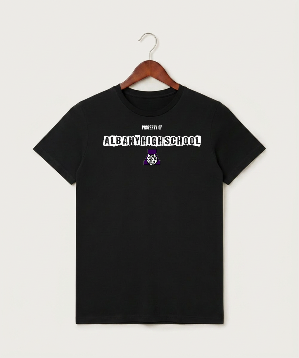 Albany High School Athletics - Black T-Shirt - Full Front