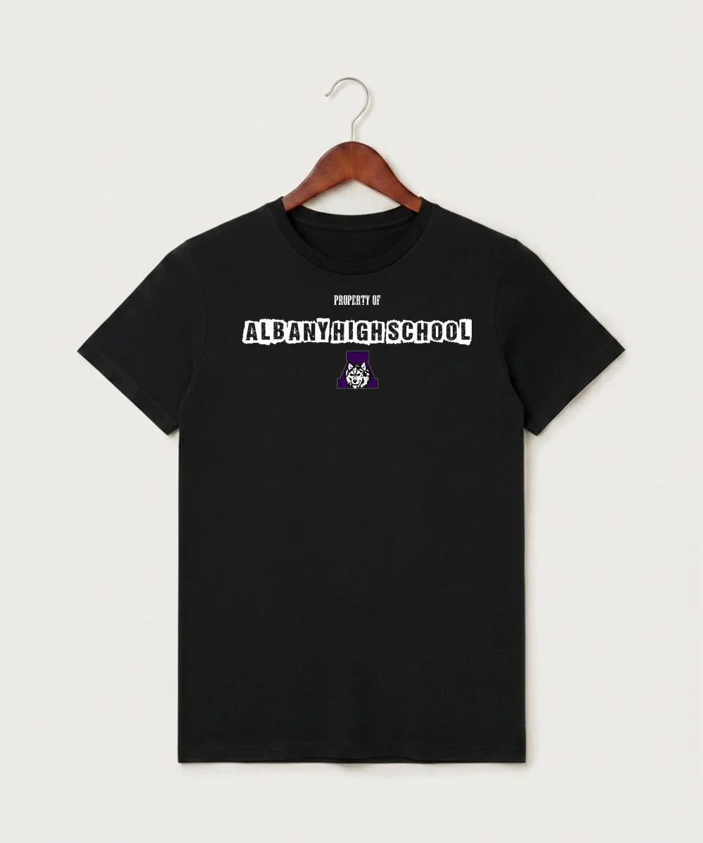 Albany High School Athletics - Black T-Shirt - Full Front