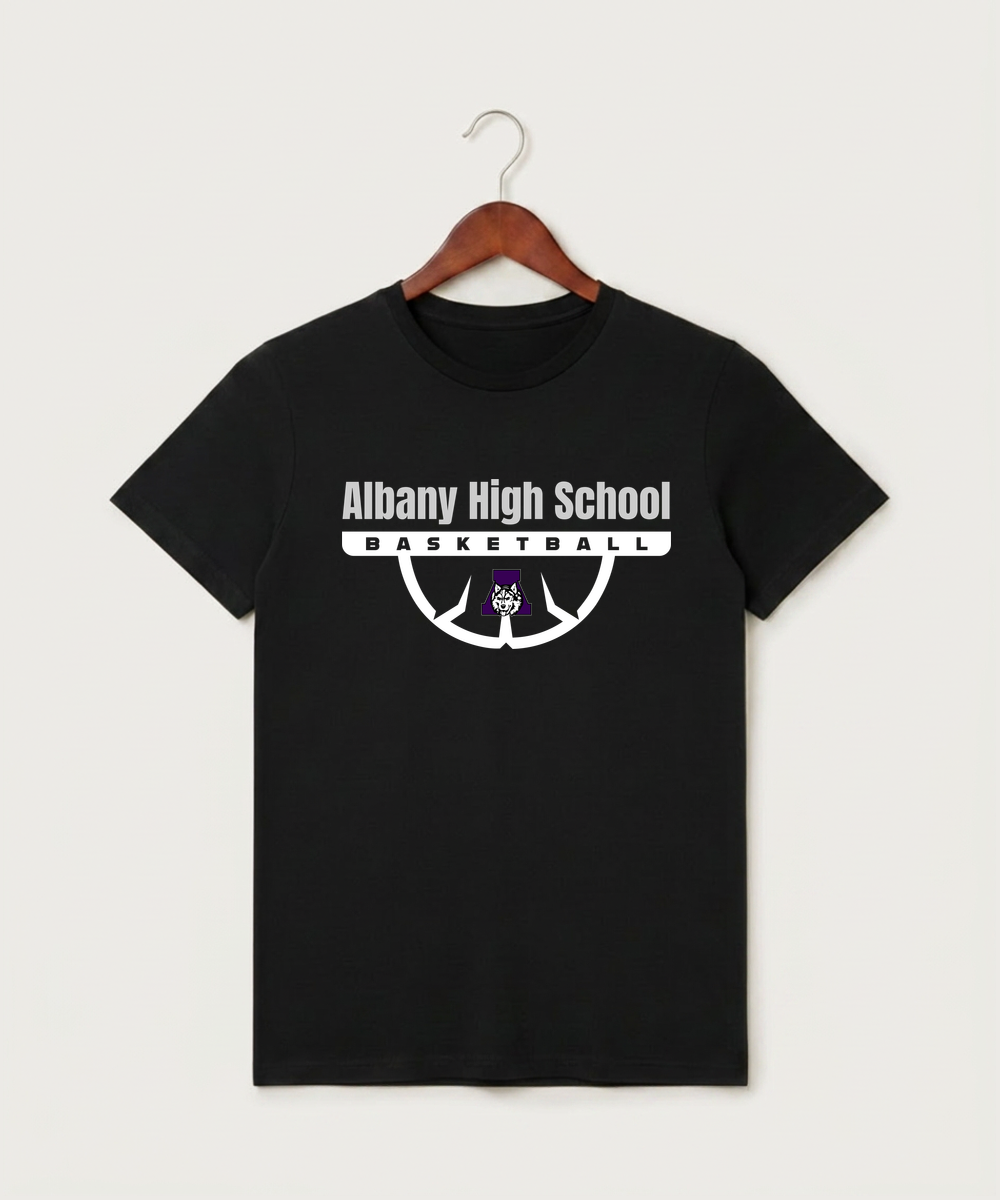 Albany High School Basketball (Boys) - Black T-Shirt - Full Front