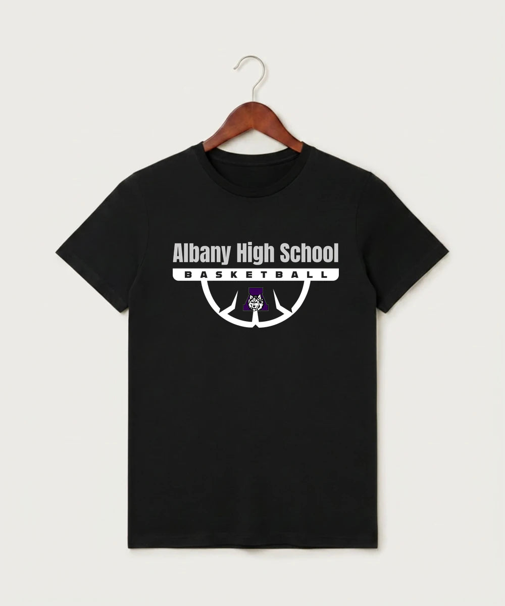 Albany High School Basketball (Boys) - Black T-Shirt - Full Front
