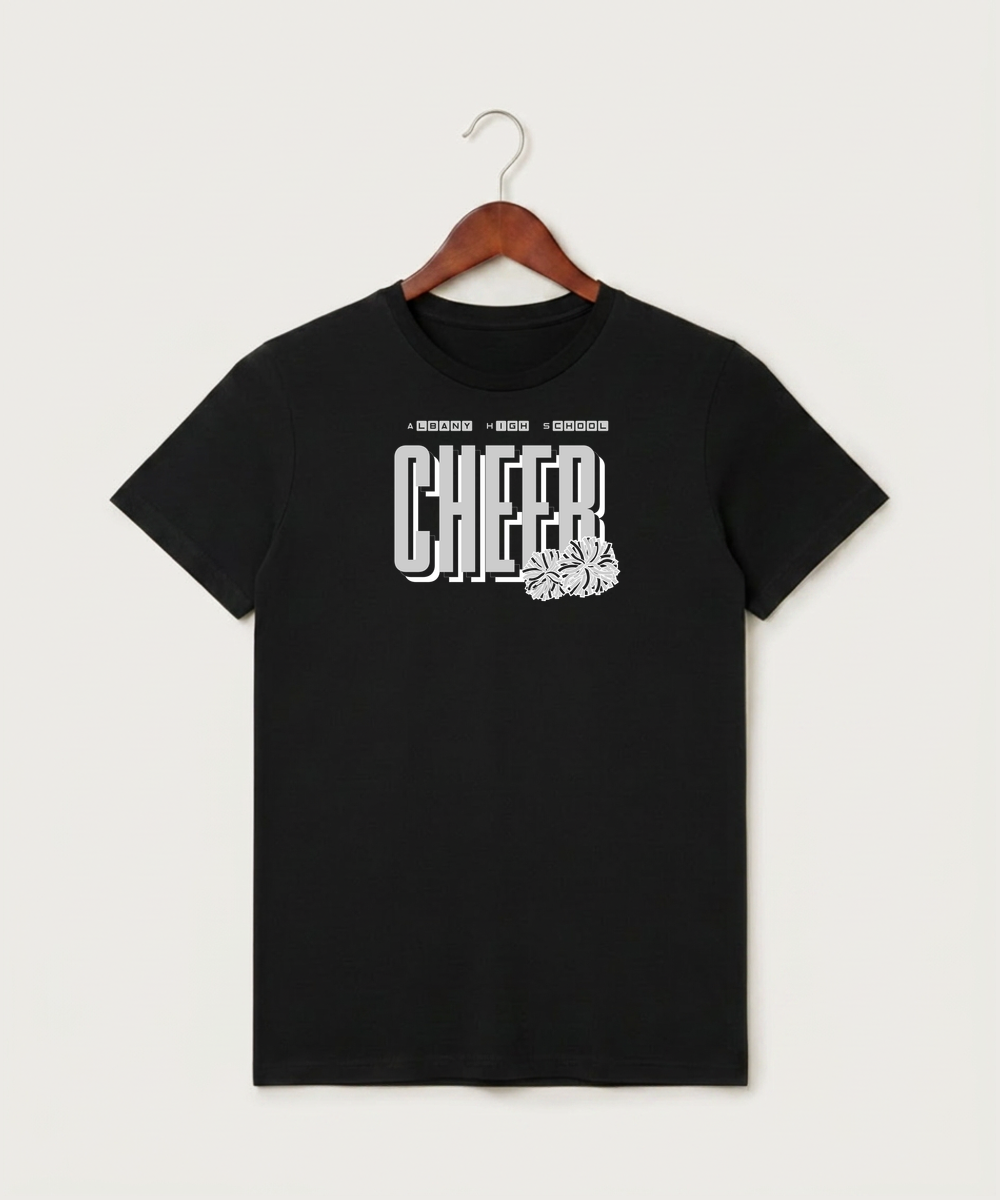 Albany High School Cheerleading - Black T-Shirt - Full Front