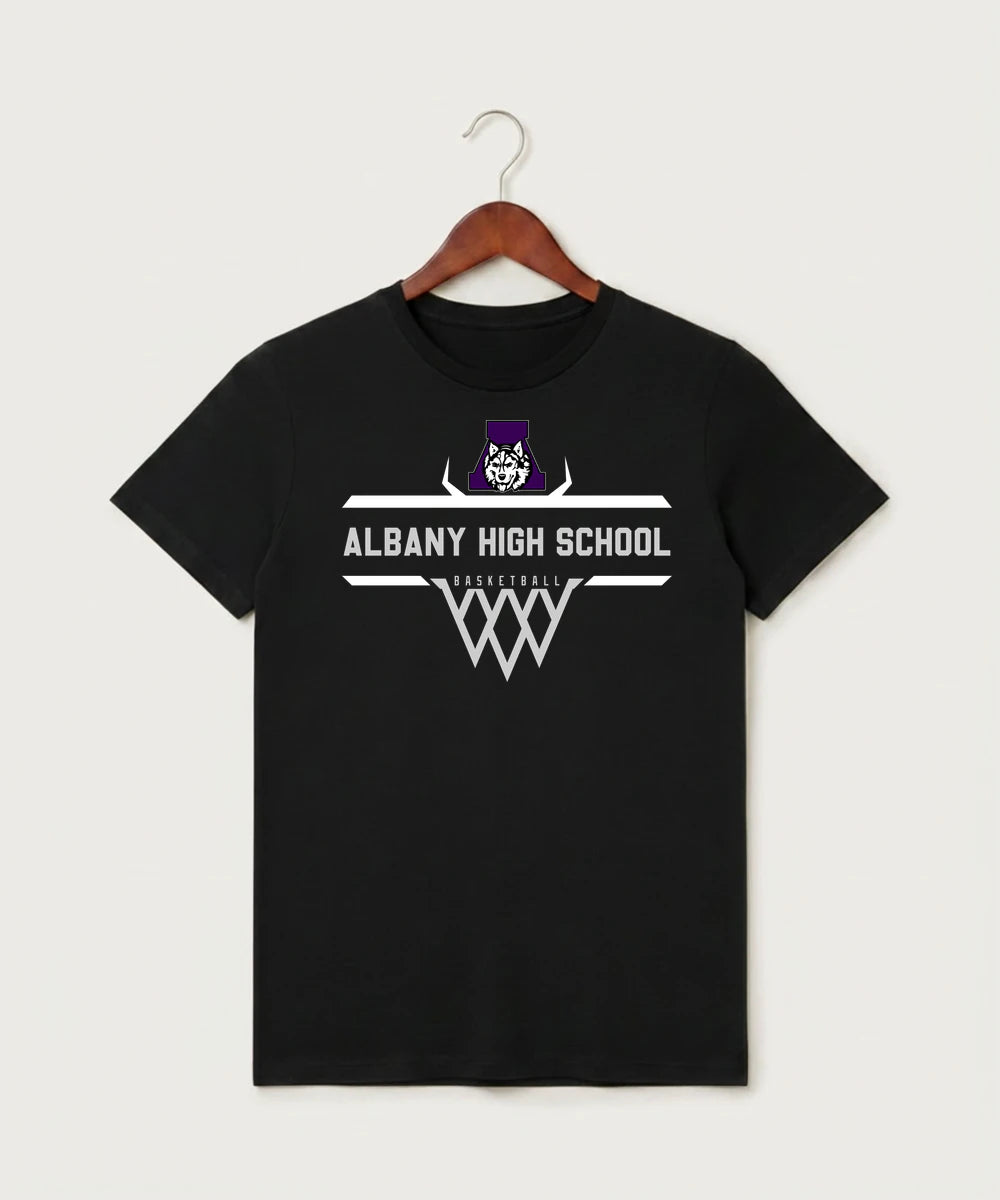 Albany High School Basketball (Boys) - Black T-Shirt - Full Front