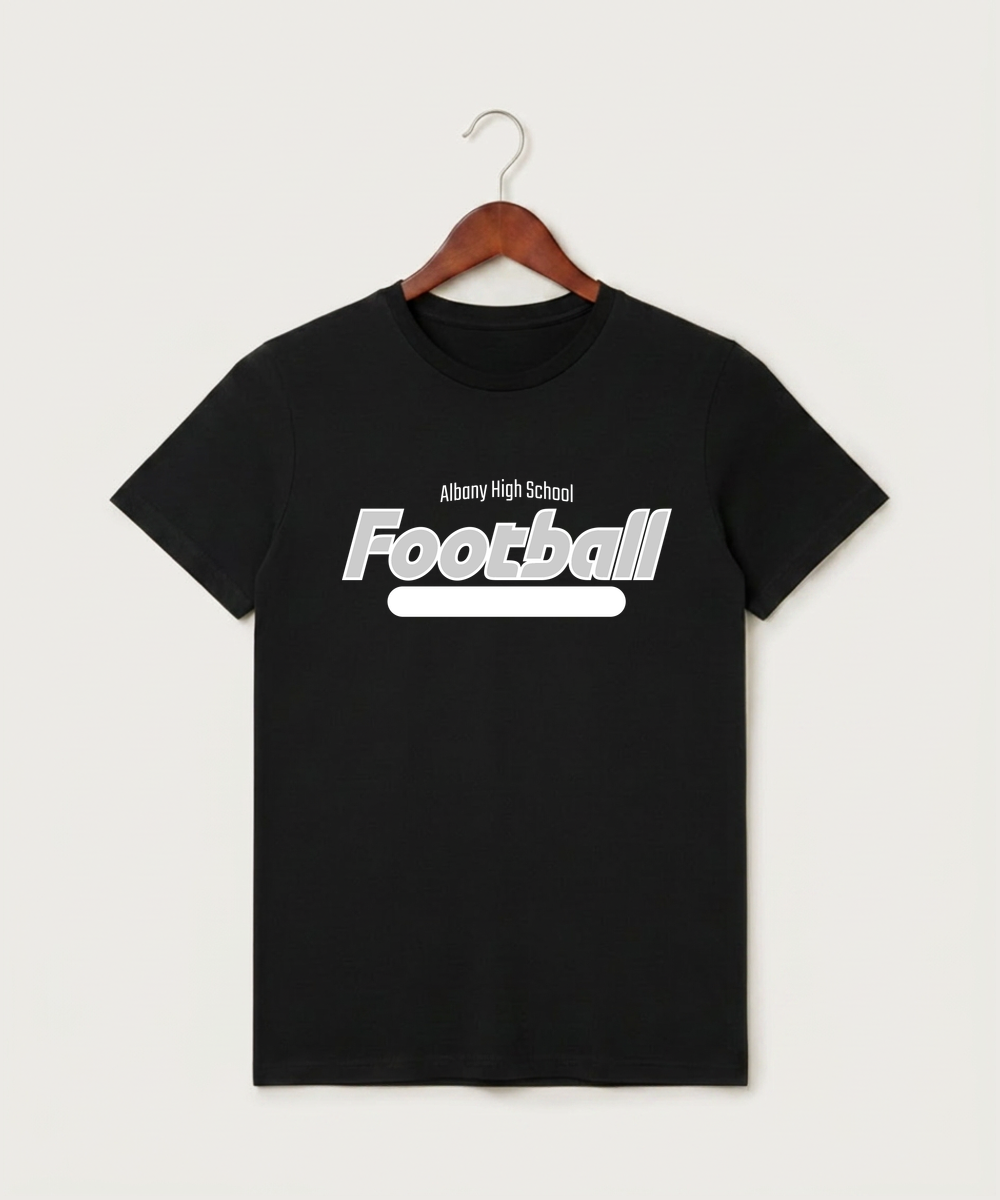 Albany High School Football (Boys) - Black T-Shirt - Full Front