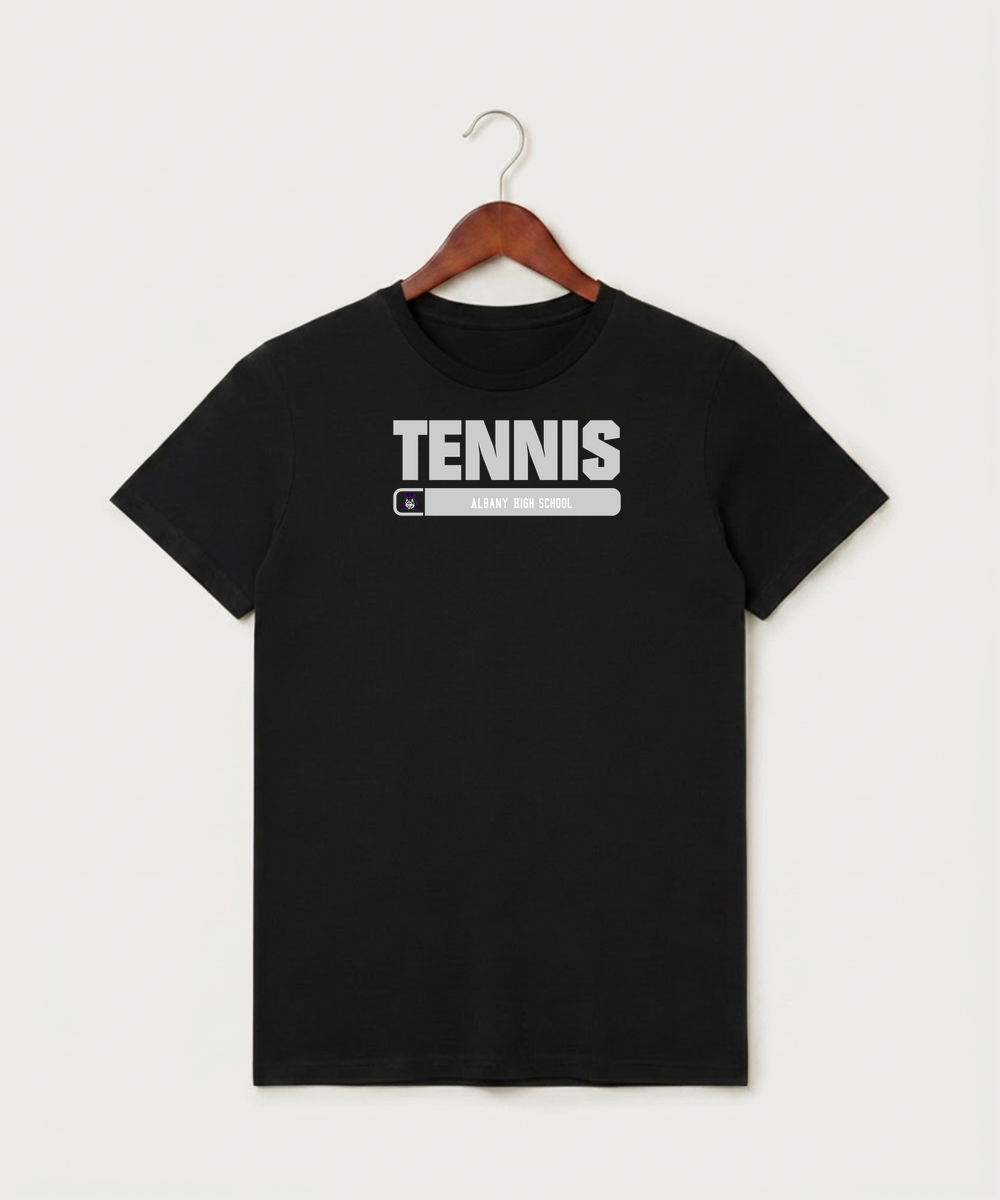 Albany High School Tennis (Boys) - Black T-Shirt - Full Front