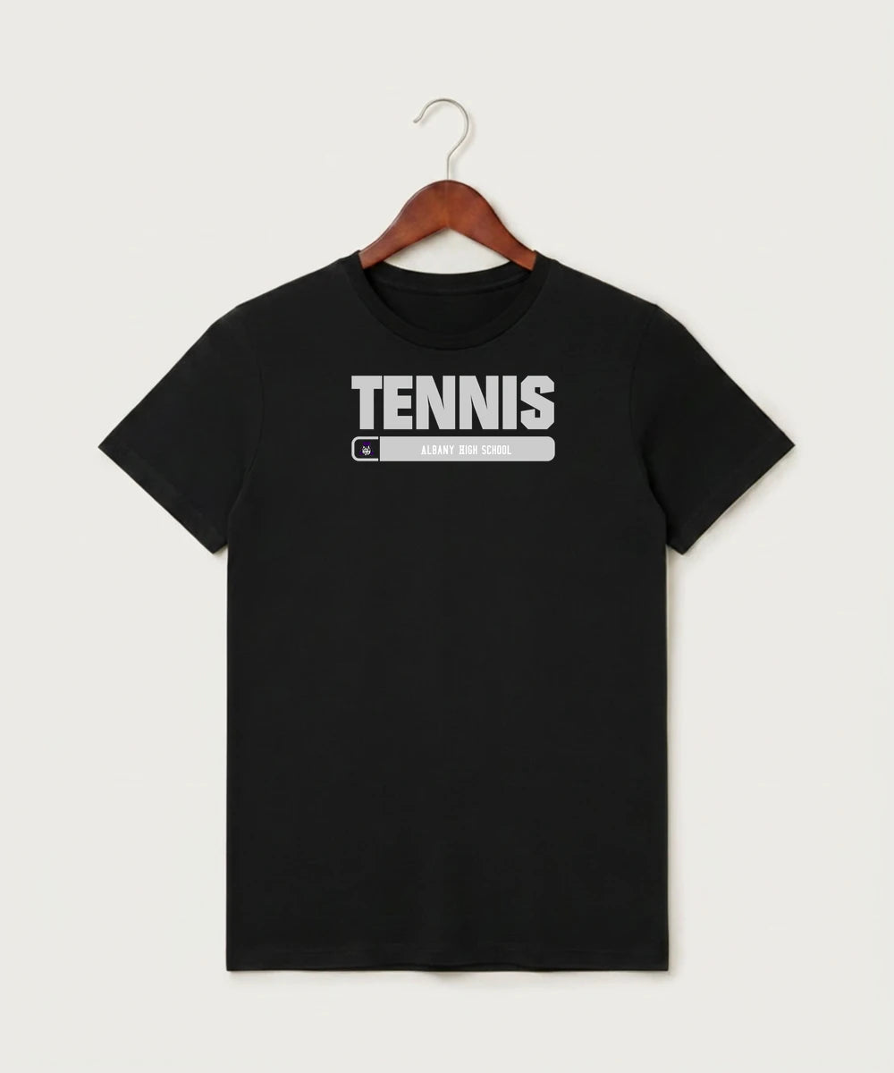 Albany High School Tennis (Boys) - Black T-Shirt - Full Front