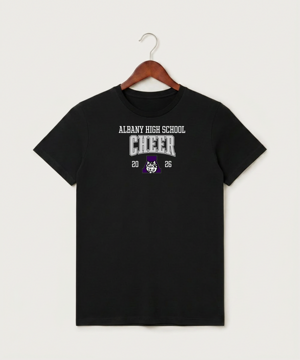 Albany High School Cheerleading - Black T-Shirt - Full Front