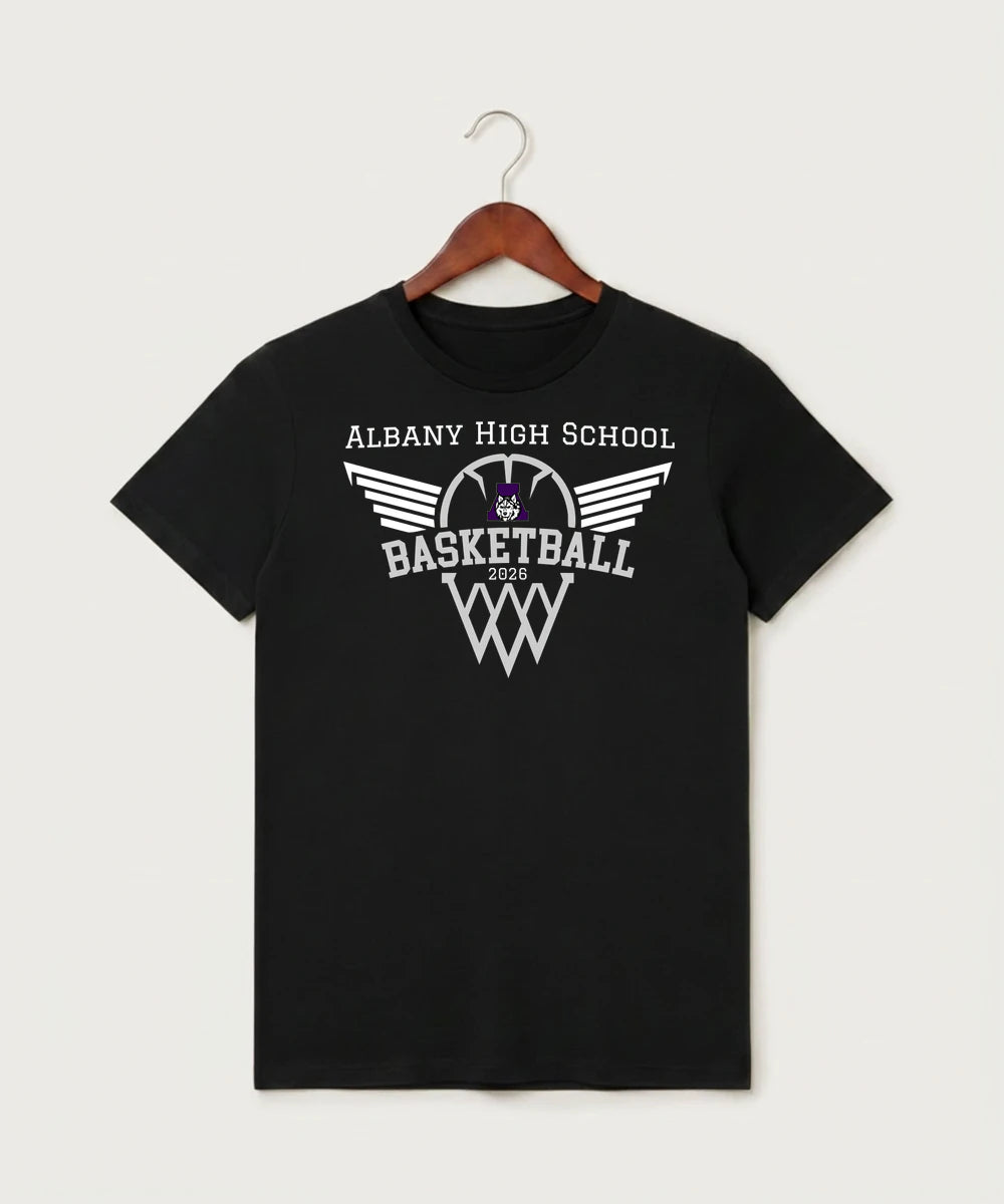 Albany High School Basketball (Boys) - Black T-Shirt - Full Front