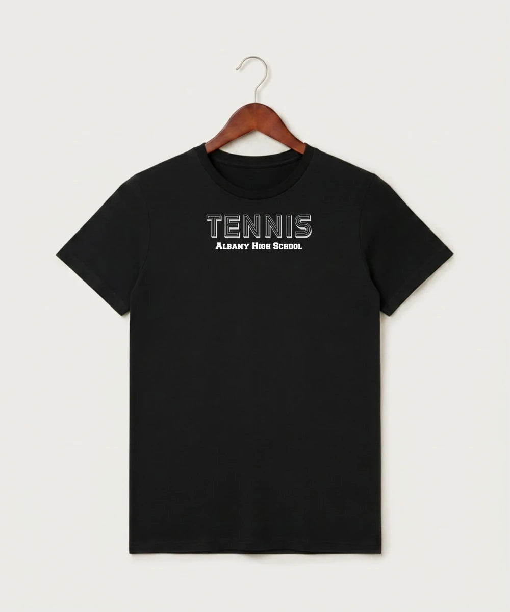 Albany High School Tennis (Boys) - Black T-Shirt - Full Front