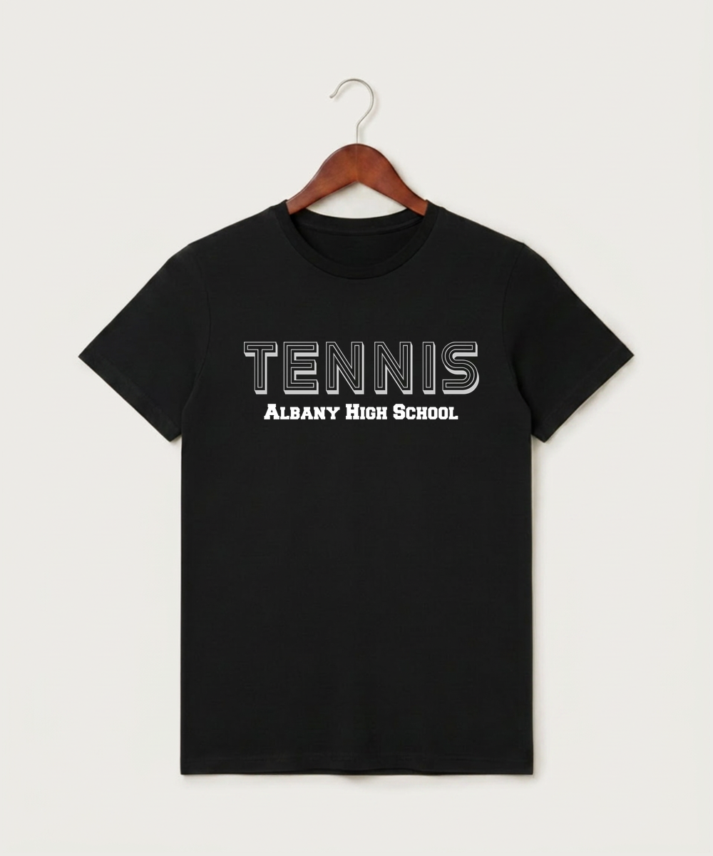 Albany High School Tennis (Boys) - Black T-Shirt - Full Front