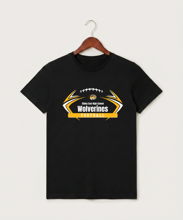 Sibley East High School Football (Boys) - Black T-Shirt - Full Front