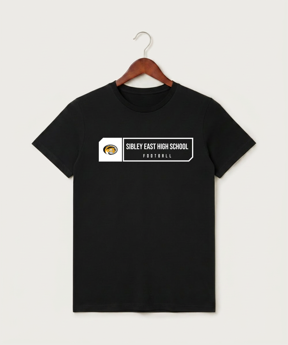 Sibley East High School Football (Boys) - Black T-Shirt - Full Front