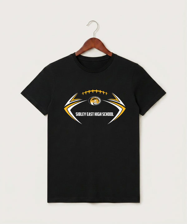 Sibley East High School Football (Boys) - Black T-Shirt - Full Front