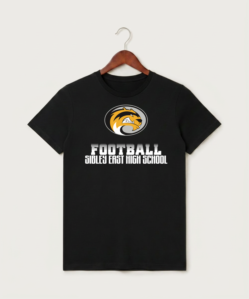 Sibley East High School Football (Boys) - Black T-Shirt - Full Front