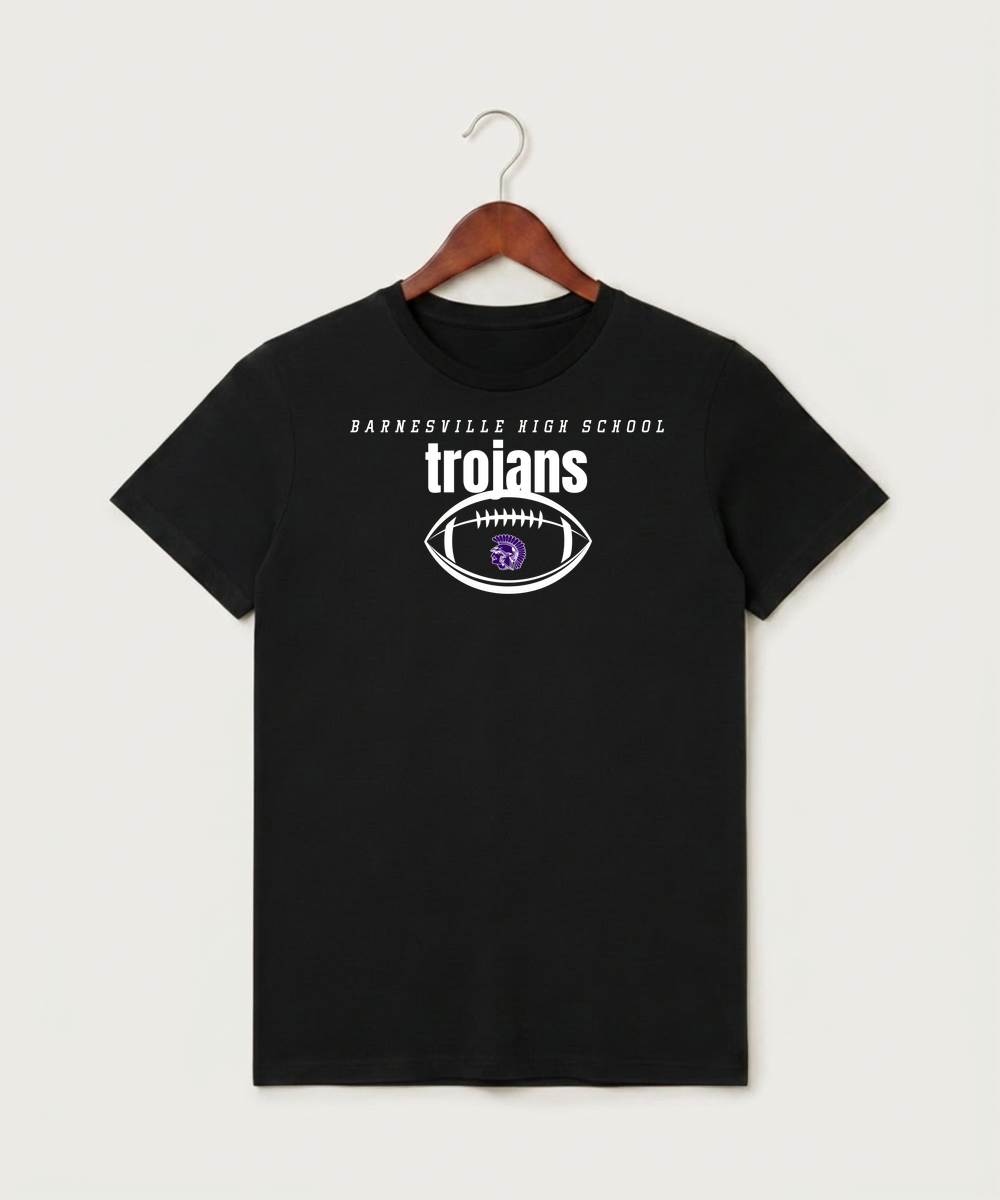 Barnesville High School Football (Boys) - Black T-Shirt - Full Front