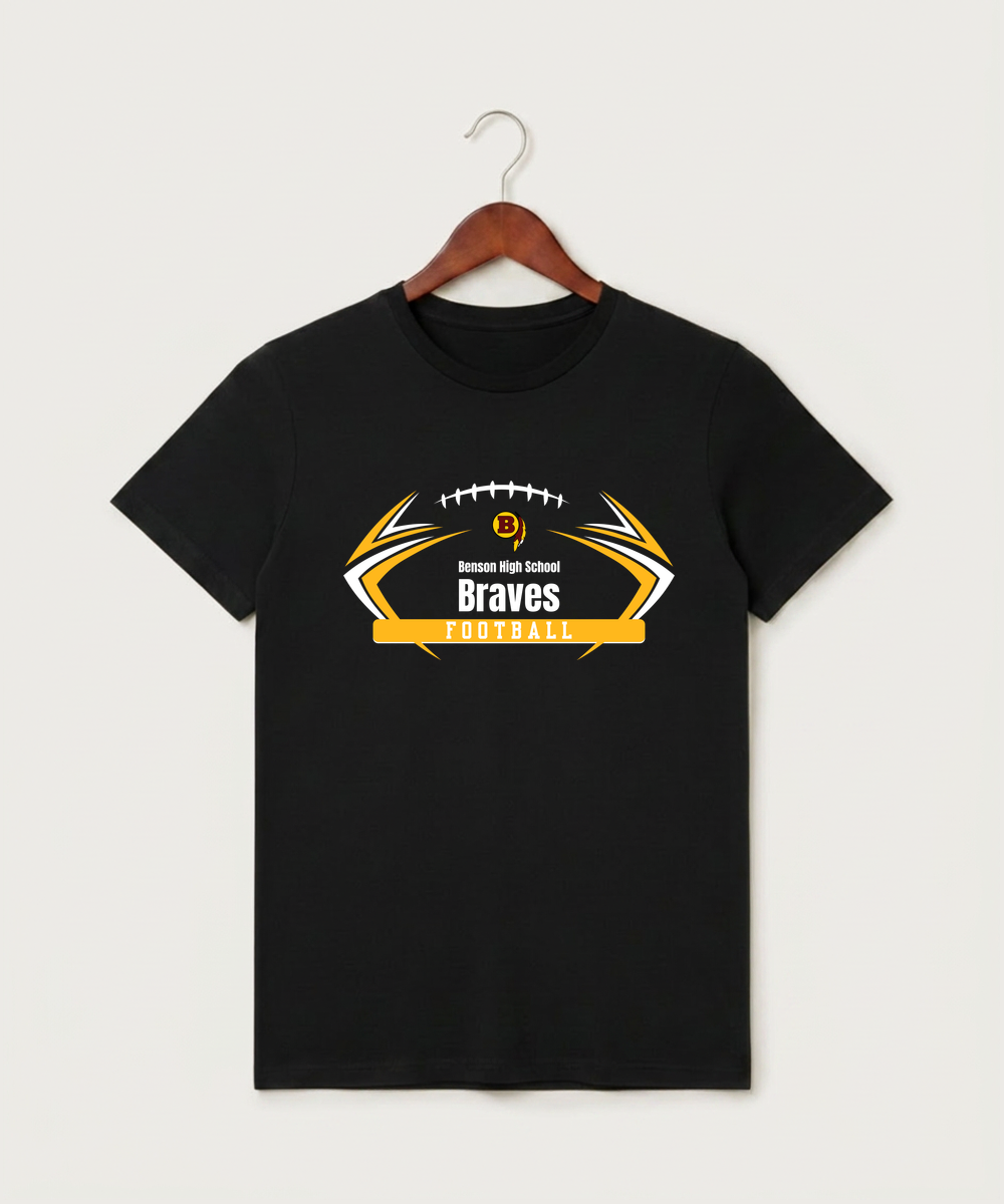 Benson High School Football (Boys) - Black T-Shirt - Full Front