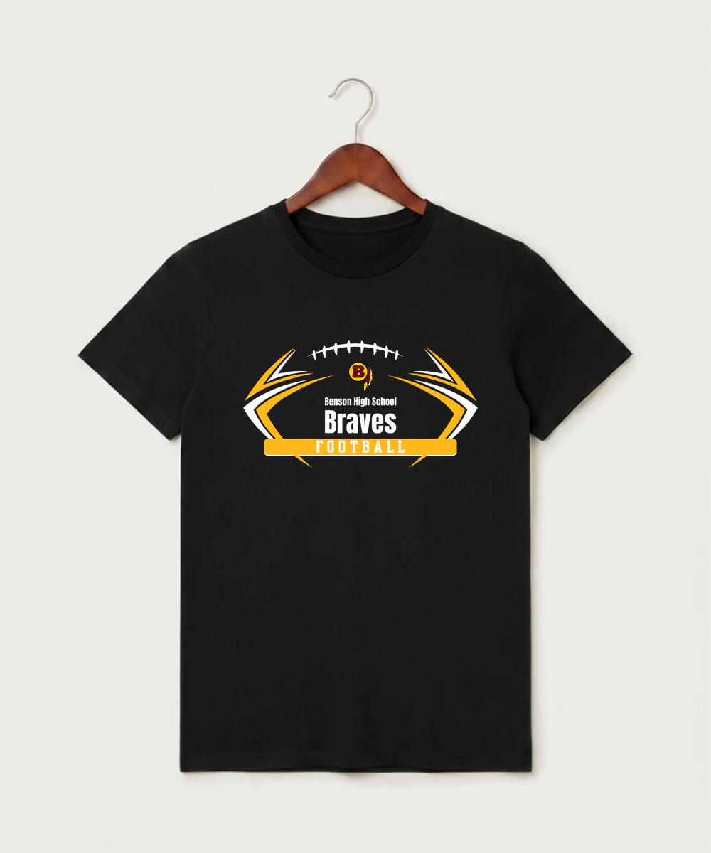 Benson High School Football (Boys) - Black T-Shirt - Full Front