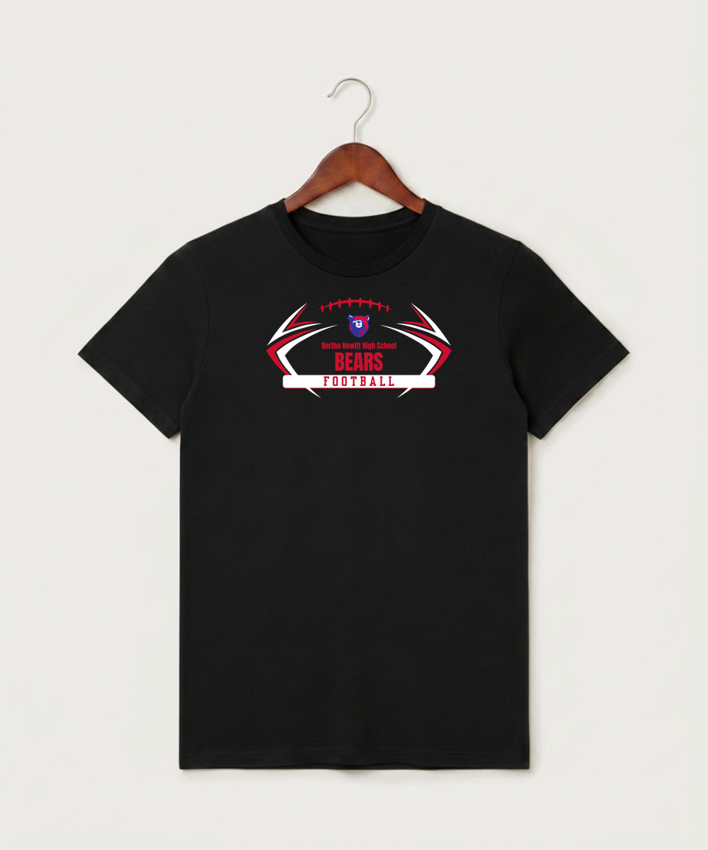 Bertha Hewitt High School Football (Boys) - Black T-Shirt - Full Front