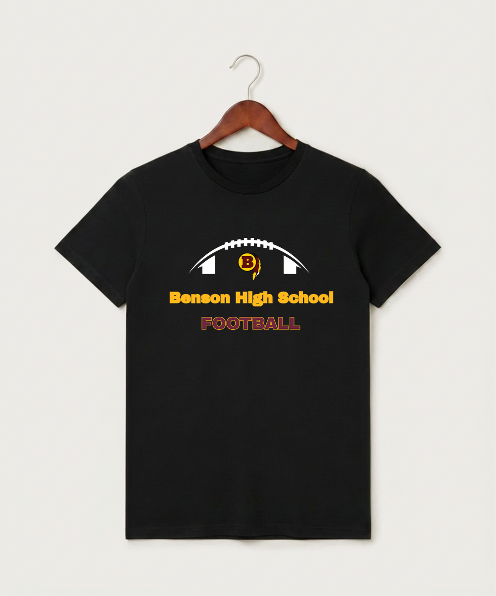 Benson High School Football (Boys) - Black T-Shirt - Full Front