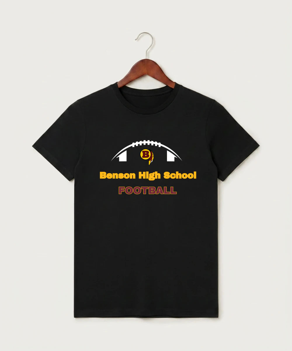 Benson High School Football (Boys) - Black T-Shirt - Full Front