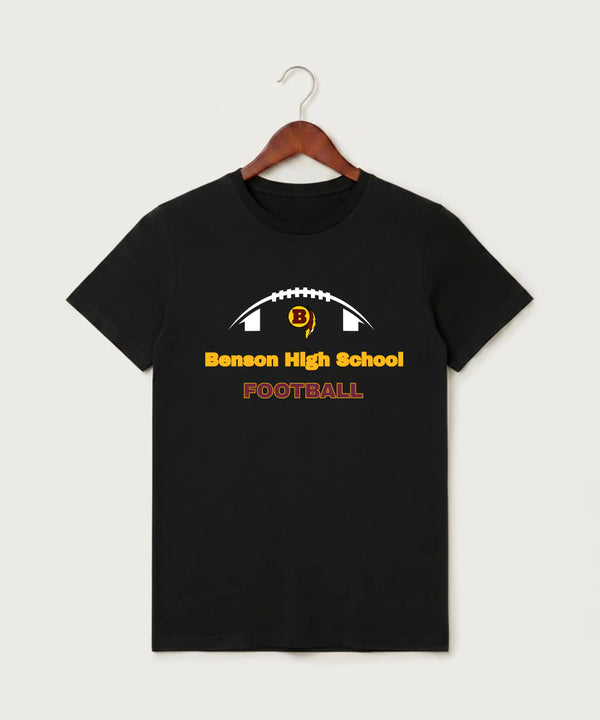 Benson High School Football (Boys) - Black T-Shirt - Full Front