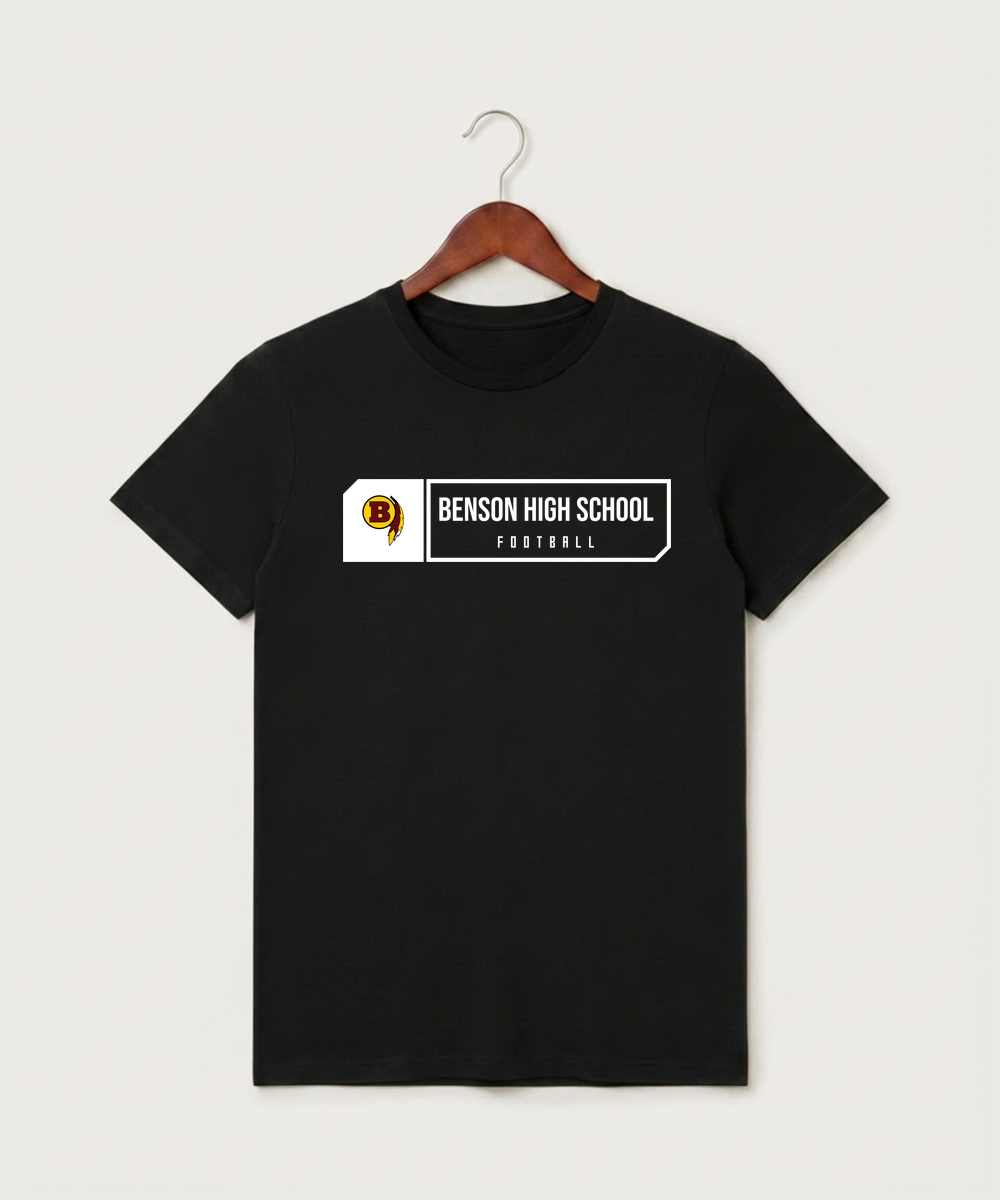 Benson High School Football (Boys) - Black T-Shirt - Full Front