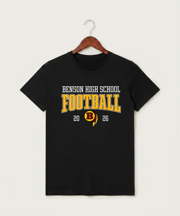 Benson High School Football (Boys) - Black T-Shirt - Full Front