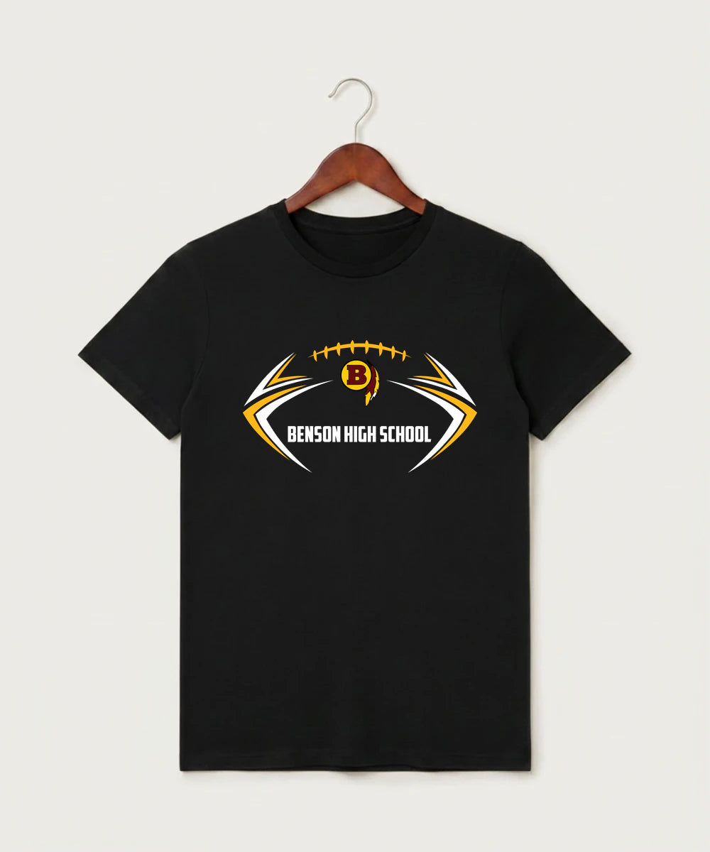 Benson High School Football (Boys) - Black T-Shirt - Full Front