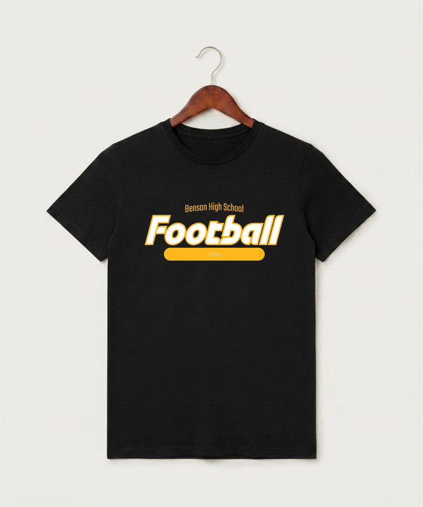Benson High School Football (Boys) - Black T-Shirt - Full Front