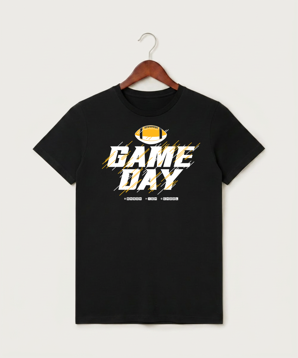 Benson High School Football (Boys) - Black T-Shirt - Full Front
