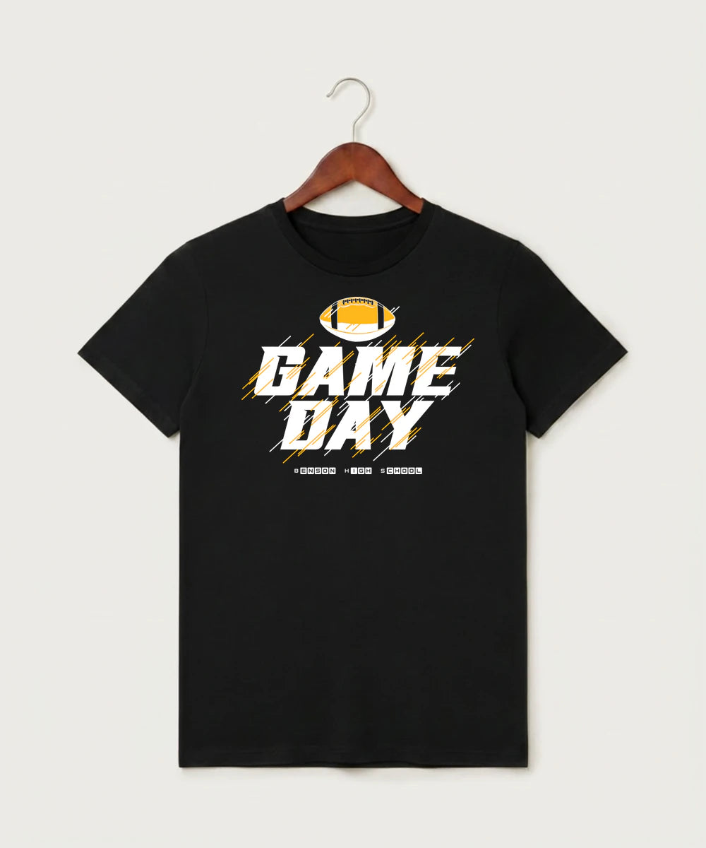 Benson High School Football (Boys) - Black T-Shirt - Full Front