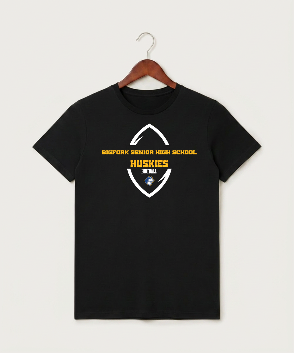 Bigfork Senior High School Football (Boys) - Black T-Shirt - Full Front