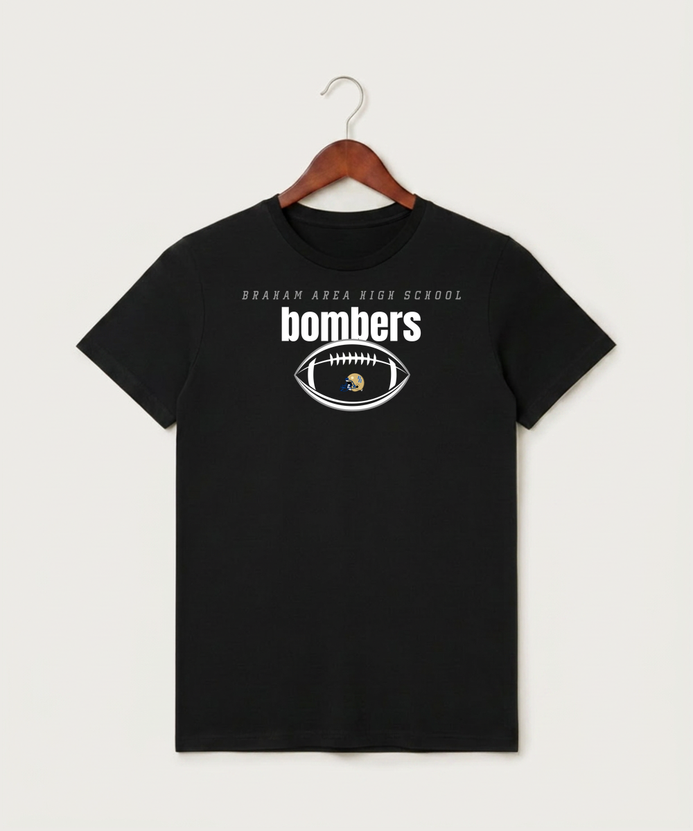 Braham Area High School Football (Boys) - Black T-Shirt - Full Front
